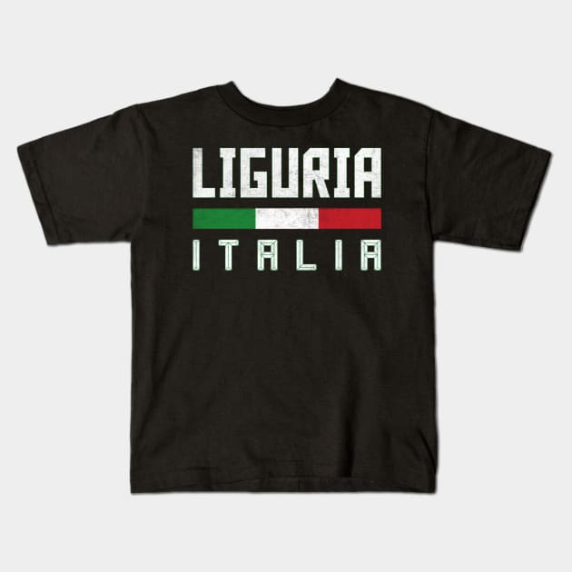 Liguria Italia / Italy Typography Design Kids T-Shirt by DankFutura